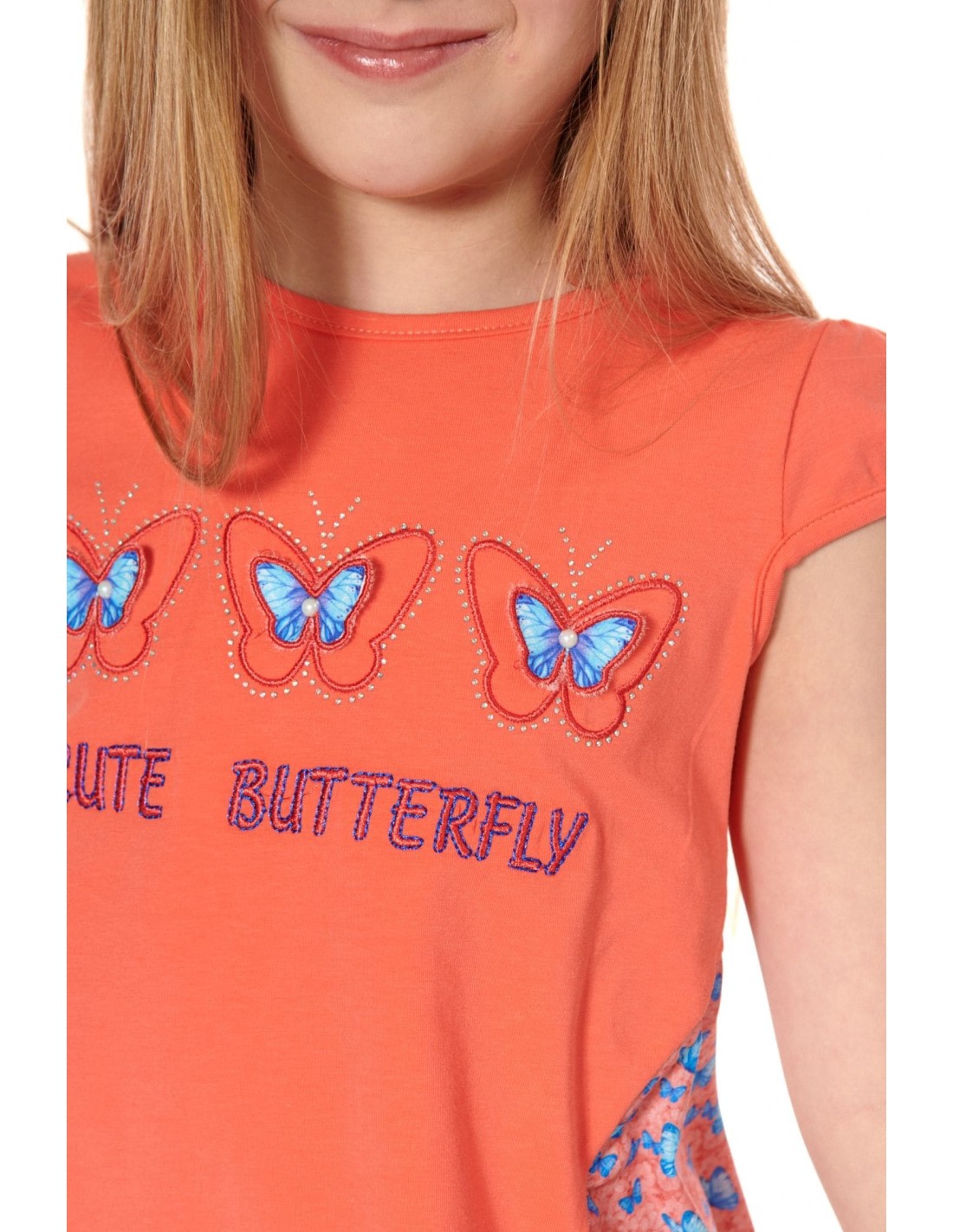 Girls\' blouse with a longer back, orange NDZ8158 - Online store - Boutique